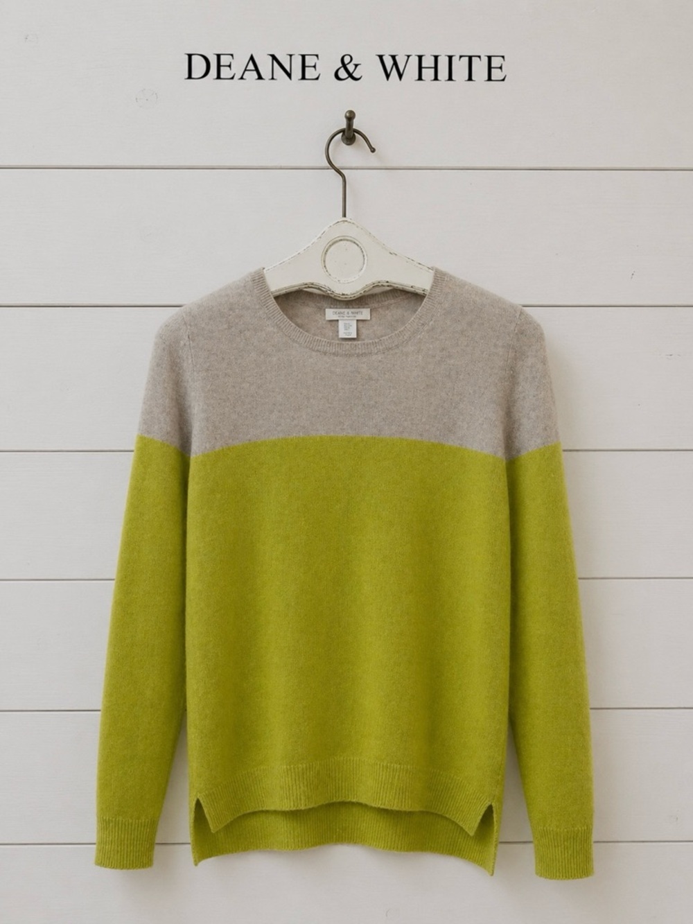 DEANE & WHITE Yellow &  gray Beige Cashmere Sweater Size S